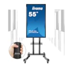 TOTEM TACTILE INTERACTIF 55 POUCES (138.8cm) 4K UHD 24/7 AVEC ROULETTES ET ETAGERE DETACHABLE
