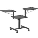 Table à Roulettes en Métal Noire avec 3 Etagères