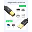 Ugreen Cable imprimante USB 2.0 to BM 5M 10352