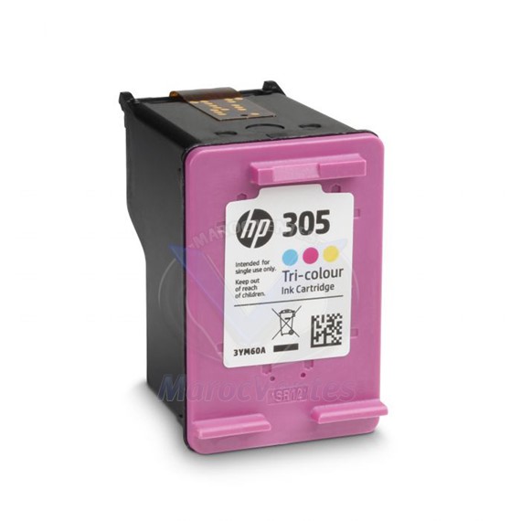 HP 305 Tri-color Original Ink Cartridge pour Deskjet 27xx Séries Deskjet Plus 41xx séries 3YM60AE