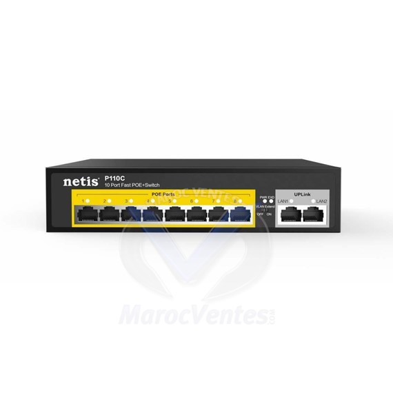 SWITCH 8 PORTS POE + 2 x UPLINK FAST ETHERNET P110C P110C