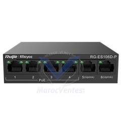 Switch de Bureau 6 Ports RJ45 10/100Mbps 4 Ports PoE+ 802.3af/at 2 Ports Uplink Puissance PoE Totale 58W