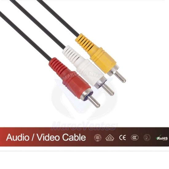 CABLE RCA 3 FICHES MARQUE DIGITAL 5 METRES CV033