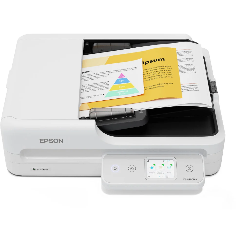 EPSON SCANNER PLAT DS-1760WN A4 Reseau R/V Interface USB Résol 600 Dpi 30 IPM N&B 30 IPM Couleur 0M B11B274402