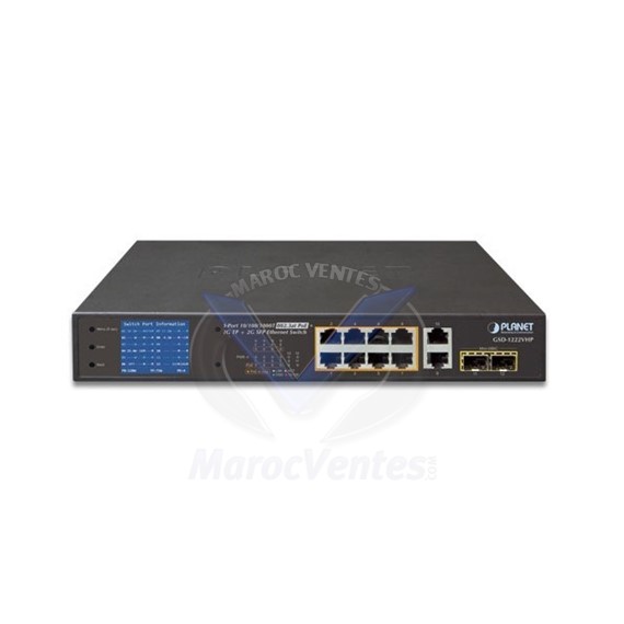 Switch Ports 10/100/1000T 802.3at PoE + 2 ports 10/100/1000T Gigabit 20Gbps GSD-1222VHP