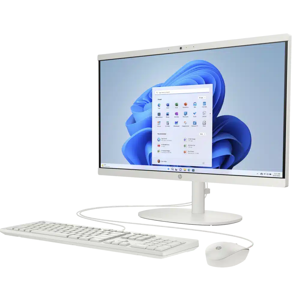 HP AiO 22-dg0004nk Intel Core  i3-N300 ( up to 3,80 GHz, 6MB cache, 8 cores) - 8GB DDR4-3200 MHz , PCIe® NVMe™ 256 Go, Intel® UHD Graphics, Realtek RTL8852BE Wi-Fi 6 (2x2) et Bluetooth® 5.3, USB Type-C®, 2x USB Type A 5 Gbit/s, 2x USB 2.0 Type A, HDMI 1.4 A2AR8EA